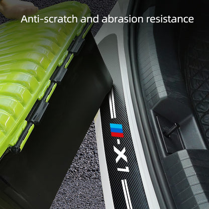(⛱ PROTECTION) Autocollants de bord de coffre de pare-chocs arrière de voiture, protecteur en fibre de carbone anti-rayures automatique, accessoires de voiture, BMW bronchX2 Bery Tage X5 X6 X7,...