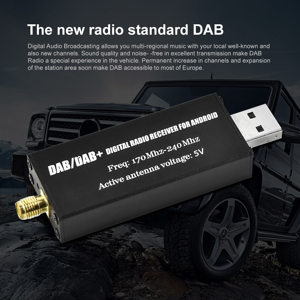(📲 MULTIMEDIA) Antenne DAB + avec adaptateur USB pour autoradio Android, GPS, récepteur stéréo, lecteur universel.