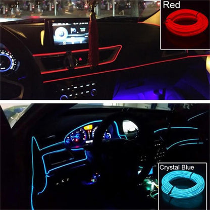 (🔥 AMBIANCES) Lampe LED d'intérieur de voiture décorative, câblage EL, bande de néon pour auto, lumière ambiante flexible bricolage, USB, escales de fête, diode - 3m, 5m