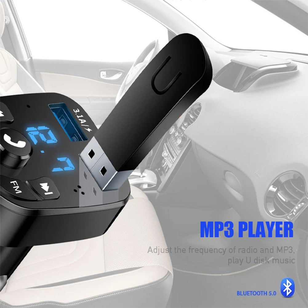 (📲 MULTIMEDIA) Transmetteur FM Bluetooth 5.0 -  Kit de lecteur MP3 - Haut-parleur Audio - Adaptateur récepteur USB - Chargeur rapide
